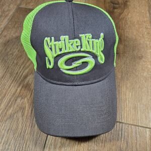Strike King Lures Trucker Hat CAP-1 Charcoal Neon Green Snapback Mesh Fishing